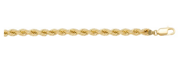 10K Yellow Gold 3mm Hollow Rope 18