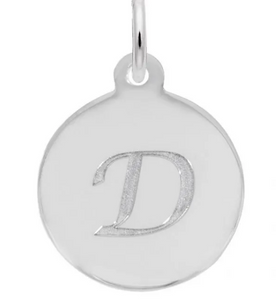 Sterling Silver Round Charm with Petite Script "D"