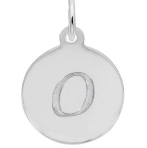 Sterling Silver Round Charm with Petite Script "O"