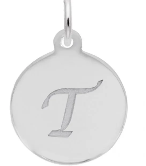 Sterling Silver Round Charm with Petite Script 