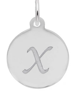 Sterling Silver Round Charm with Petite Script "X"