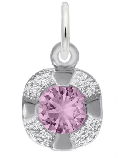 Sterling Silver February Birthstone Charm with Outer Edge
