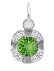 Sterling Silver May Birthstone Charm with Outer Edge