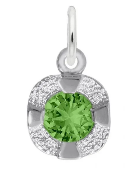 Sterling Silver May Birthstone Charm with Outer Edge
