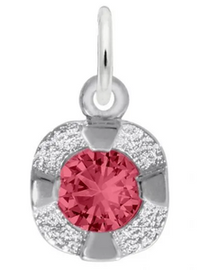 Sterling Silver July Birthstone Charm with Outer Edge