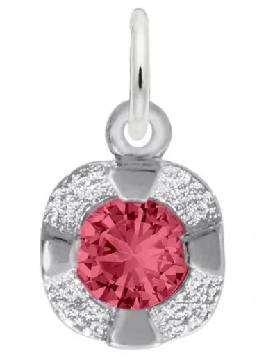 Sterling Silver July Birthstone Charm with Outer Edge