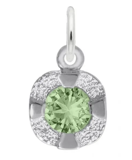 Sterling Silver August Birthstone Charm with Outer Edge
