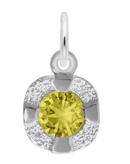 Sterling Silver November Birthstone Charm with Outer Edge
