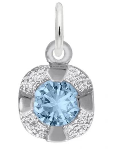 Sterling Silver December Birthstone Charm with Outer Edge