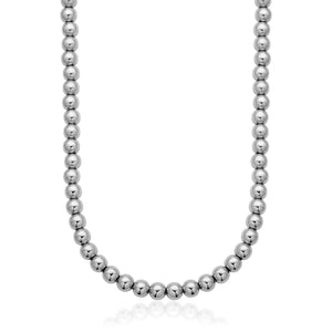 Steelx Stainless Steel High Polish 10mm Bead Necklace 16" + 2"