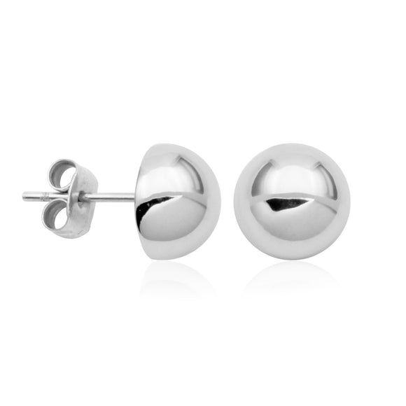 Steelx Stainless Steel High Polish 10mm Half Bead Stud Earring