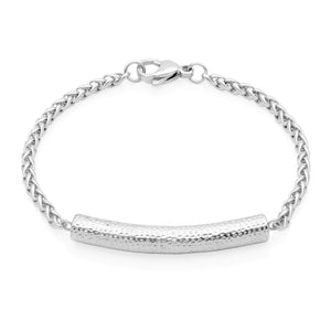 Steelx Stainless Steel Hammered Bar Bracelet 7"