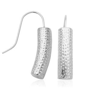 Steelx Stainless Steel Hammered Bar Drop Earring with Shepard Hook