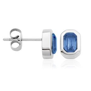 Steelx Stainless Steel 6mm Blue Glass Stud Earrings