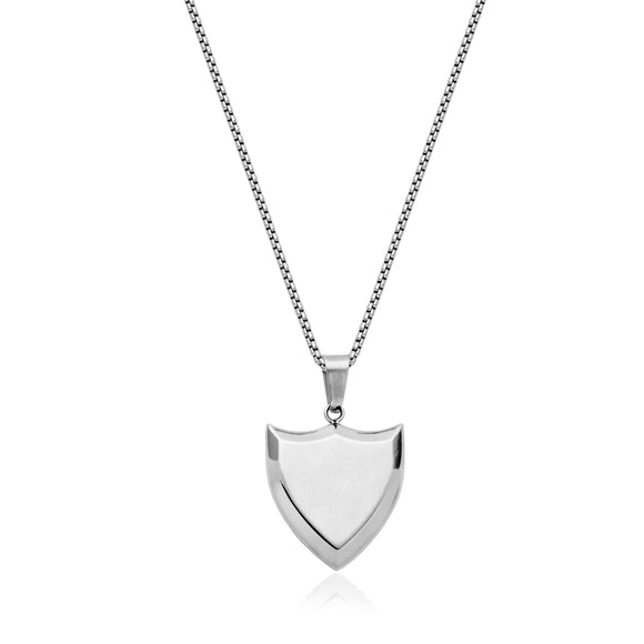 Steelx Stainless Steel Shield Pendant with 22
