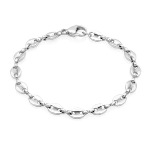 Steelx Stainless Steel High Polish Puffy Mariner Link Bracelet 6.5" + 1"