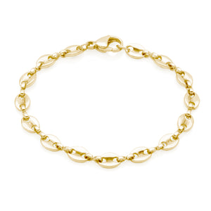 Steelx Stainless Steel/Yellow Gold Plated Puffy Mariner Link Bracelet 6.5" * 1"