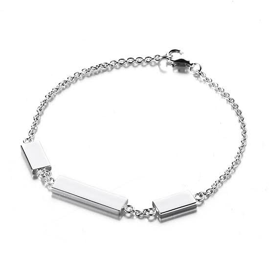 Sterling Silver Chain & Bar Link Bracelet 7