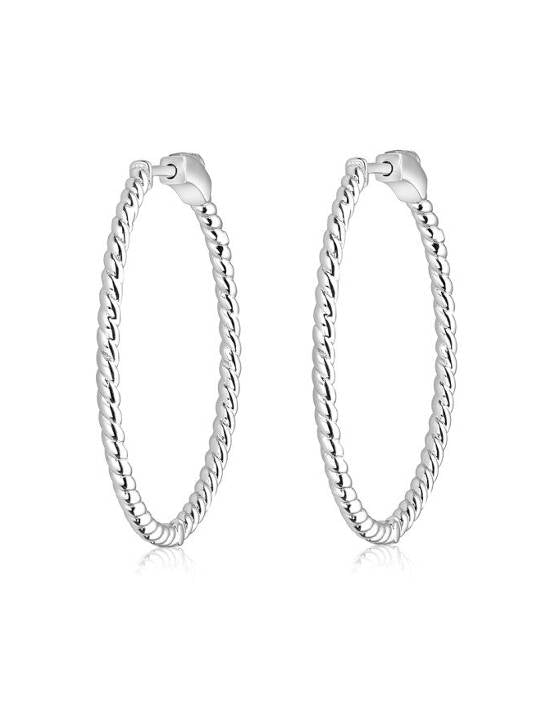 Sterling Silver 35mm Large Rope Hoops with Easy Clasp