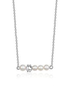 Sterling Silver Fresh Water Pearl & CZ Necklace 16-18"