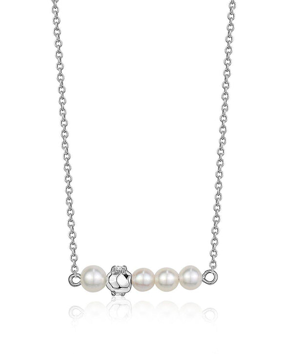 Sterling Silver Fresh Water Pearl & CZ Necklace 16-18