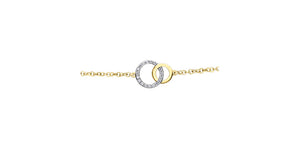 10K Yellow Gold Diamond Double Circle Bracelet 7-7.5"