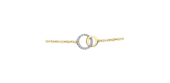 10K Yellow Gold Diamond Double Circle Bracelet 7-7.5