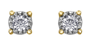 10K Yellow/White Gold Diamond Illuminaire Stud Earrings