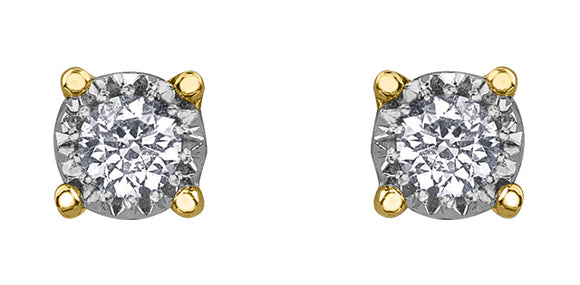10K Yellow/White Gold Diamond Illuminaire Stud Earrings