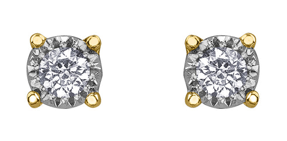 10K Yellow Gold/White Gold Diamond Illuminaire Stud Earrings