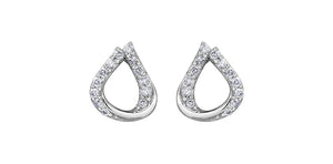 10K White Gold Diamond Teardrop Shaped Stud Earrings