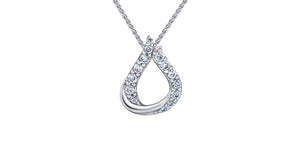 10K White Gold Diamond Teardrop Pendant with 18" Chain