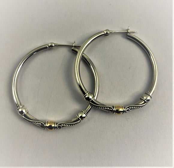 Sterling Silver/18KGL Large Hoop Earrings