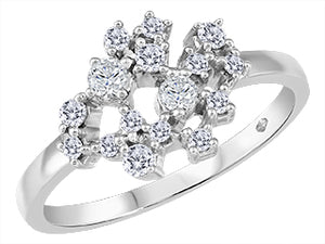 10K White Gold 1 Canadian Diamond & 15 Diamond Fancy Ring
