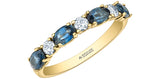 14K Yellow Gold 4 Oval Blue Sapphires & Canadian Diamond Ring