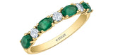14K Yellow Gold 4 Oval Emeralds and Canadian Diamond Band