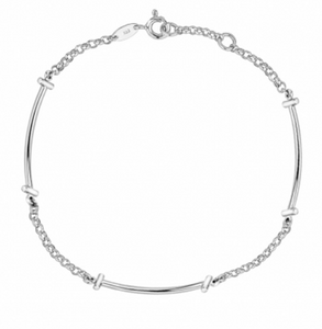 Sterling Silver Curved Bar and Chain Bracelet 7"