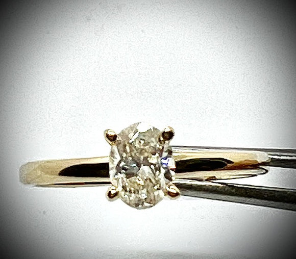 14K Yellow Gold Canadian Oval Diamond Solitaire