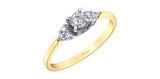 10K Yellow/White Gold Canadian Diamond Centre and 6 Diamond Shoulder Stone Engagement Ring
