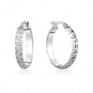 10K White Gold D/C Hoops