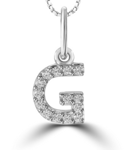 10K White Gold "G" Diamond Pendant with 16-18" Chain