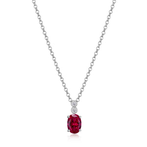 Elle Sterling Silver "Holiday Stars" Created Ruby & Lab Grown Diamond = 0.02ct HI/I1 Pendant with 18" + 2" Chain