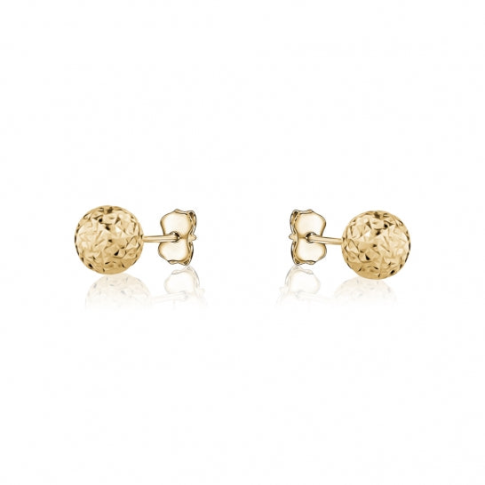 10K Yellow Gold 4MM Faceted Ball Studs