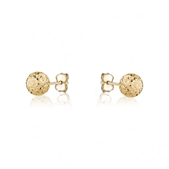 10K Yellow Gold 5MM Faceted Ball Studs