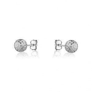 10K White Gold 4MM Faceted Ball Stud