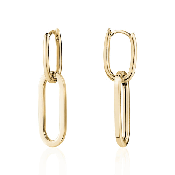 10K Yellow Gold Paperclip Huggie with Floating Link