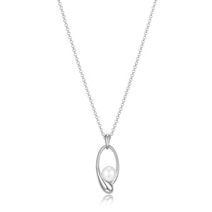 Elle Sterling Silver "Caramel" 7-7.5mm Fashion Pearl Pendant with 18" + 2" Chain