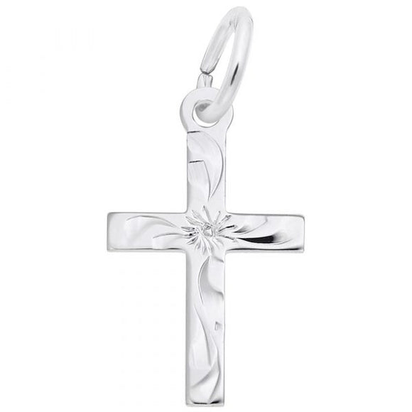 Sterling Silver Small Engraved Cross