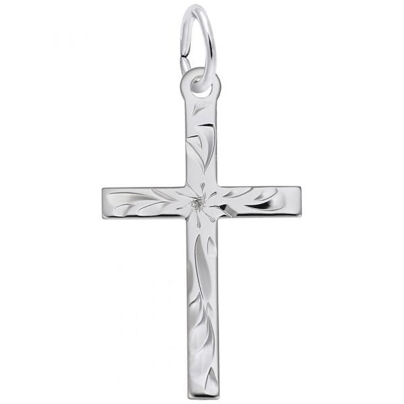 Sterling Silver Medium Engraved Cross