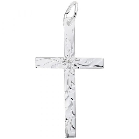 Sterling Silver Large Engraved Cross